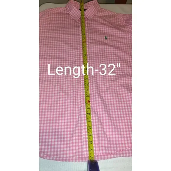 Ralph Lauren Gingham Shirt Mens XL Pink White Custom Cotton Resort Party Pony - Picture 11 of 16